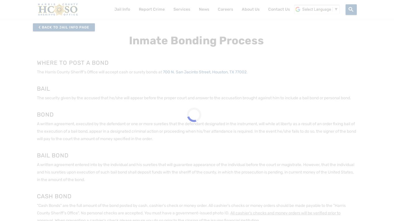 Inmate Bonding Process—Harris County Texas Sheriff's Office